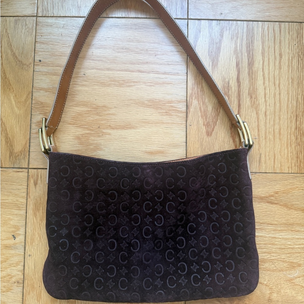 Brown/Deep Eggplant Celine Monogram Shoulder Bag